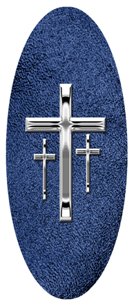 Silver 3 Crosses Shimmer Blue